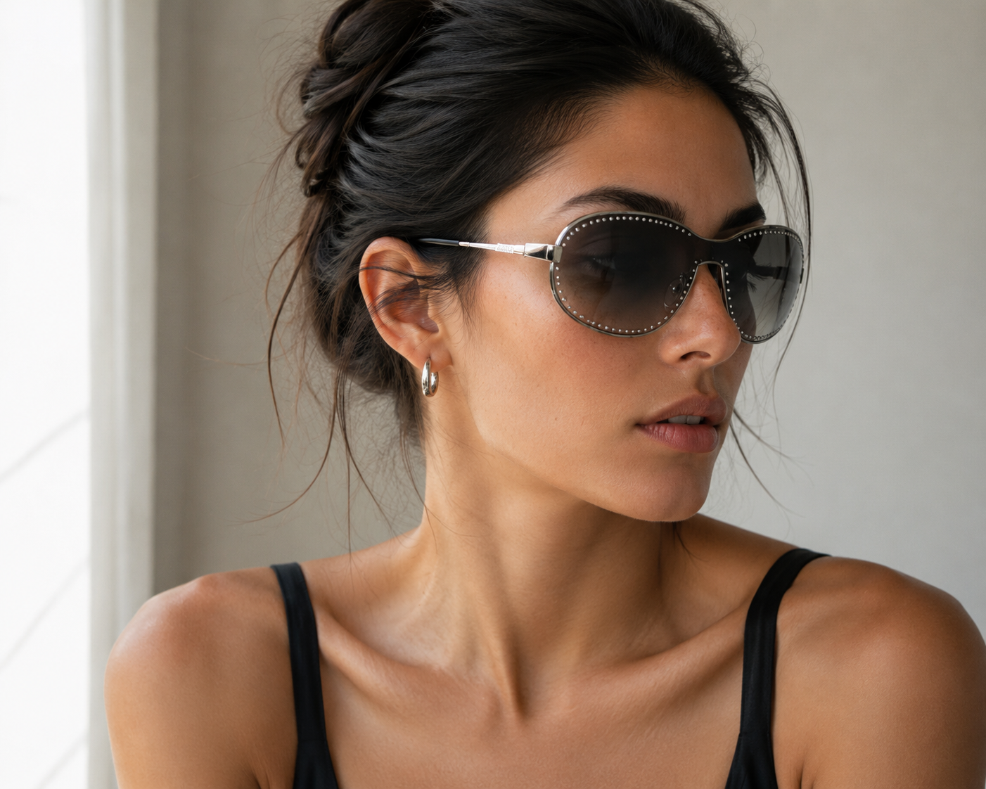 Miu Miu Shield Sunglasses Crystal Trim Vintage 2000s - Image 4