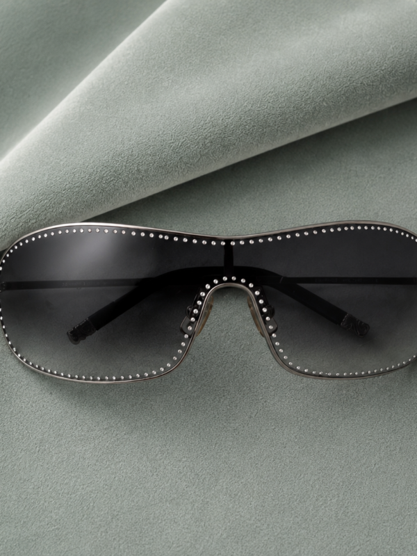 Miu Miu Shield Sunglasses Crystal Trim Vintage 2000s