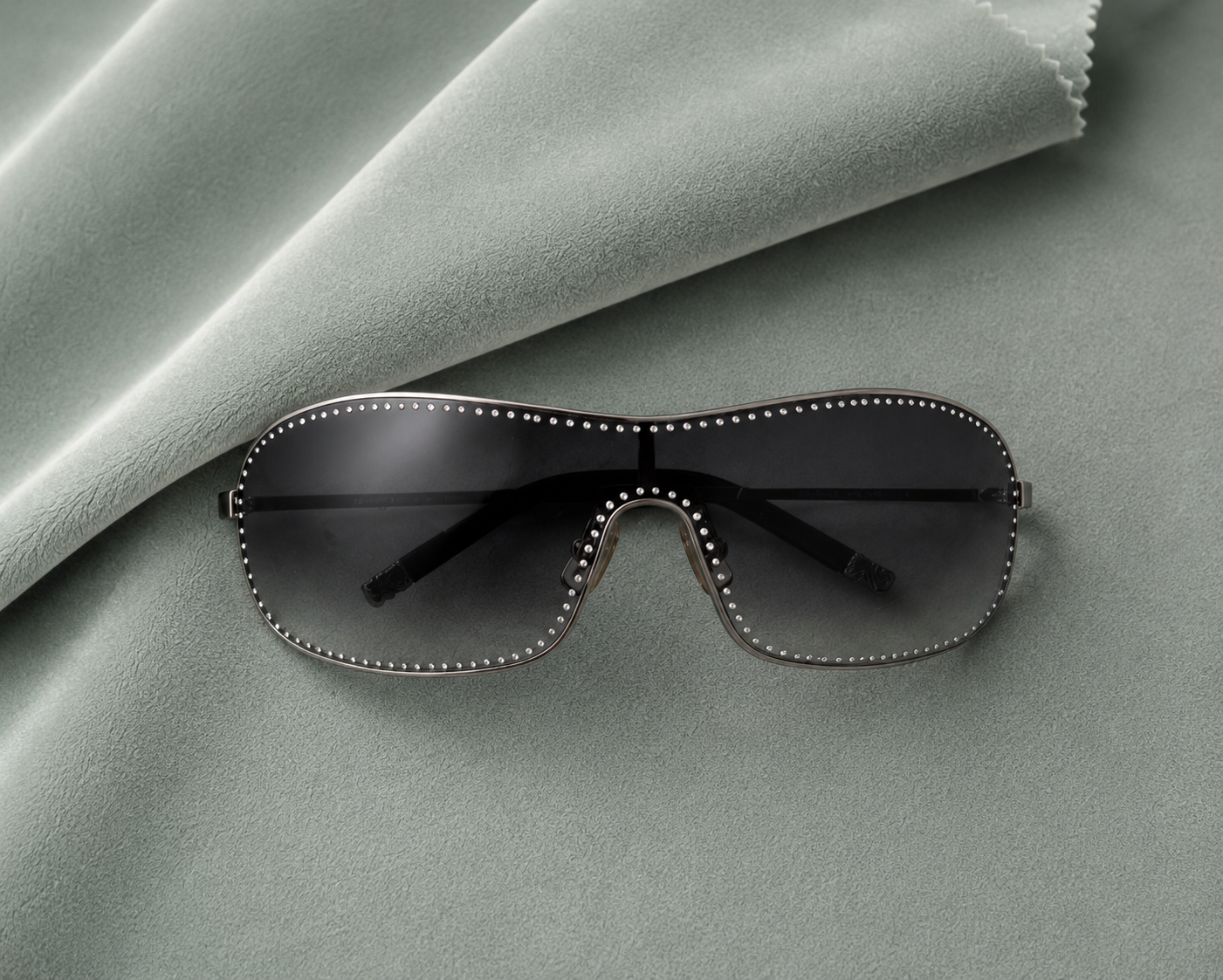 Miu Miu Shield Sunglasses Crystal Trim Vintage 2000s