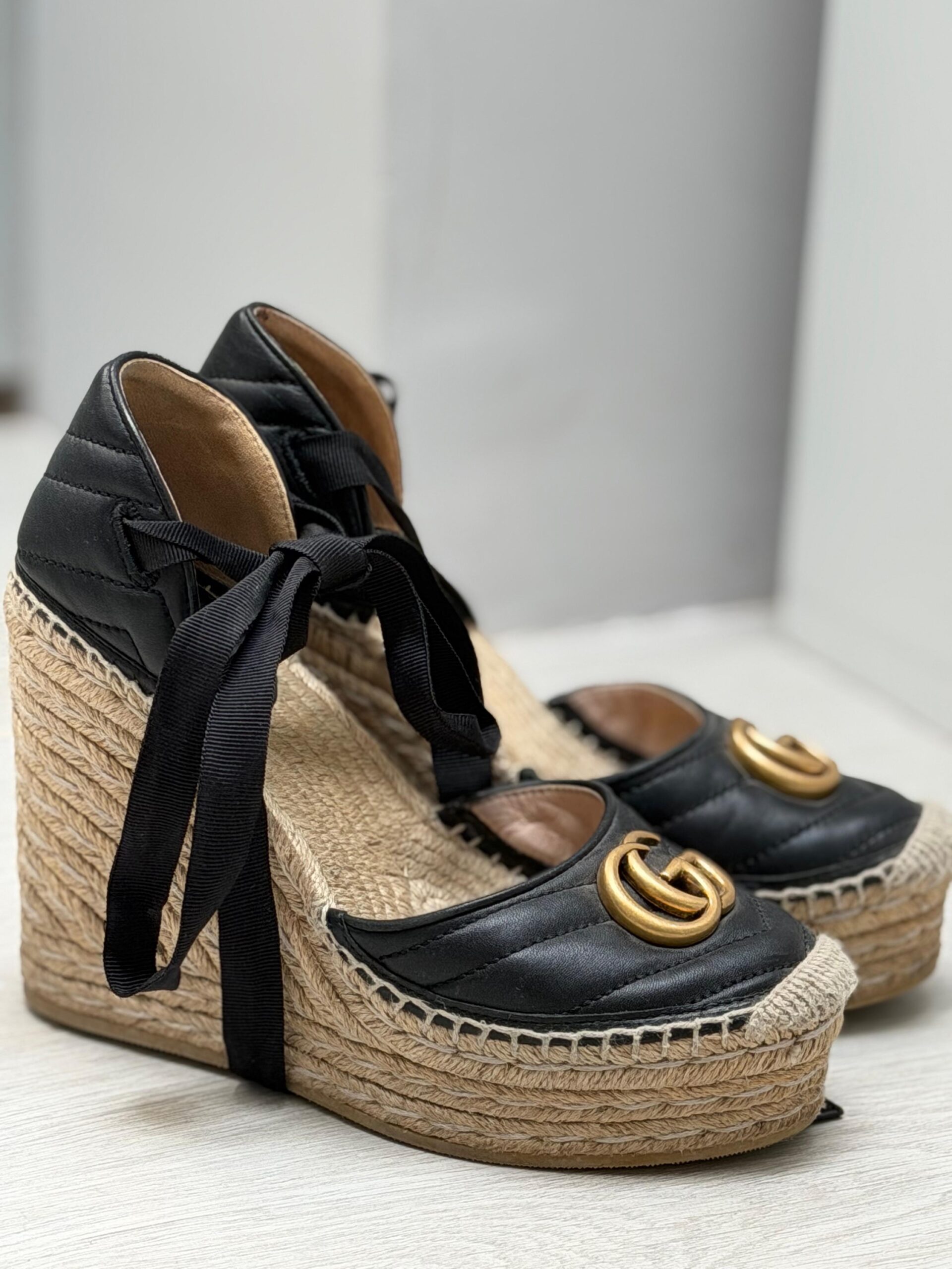 Gucci GG Marmont Espadrille Platform Wedges - Image 4