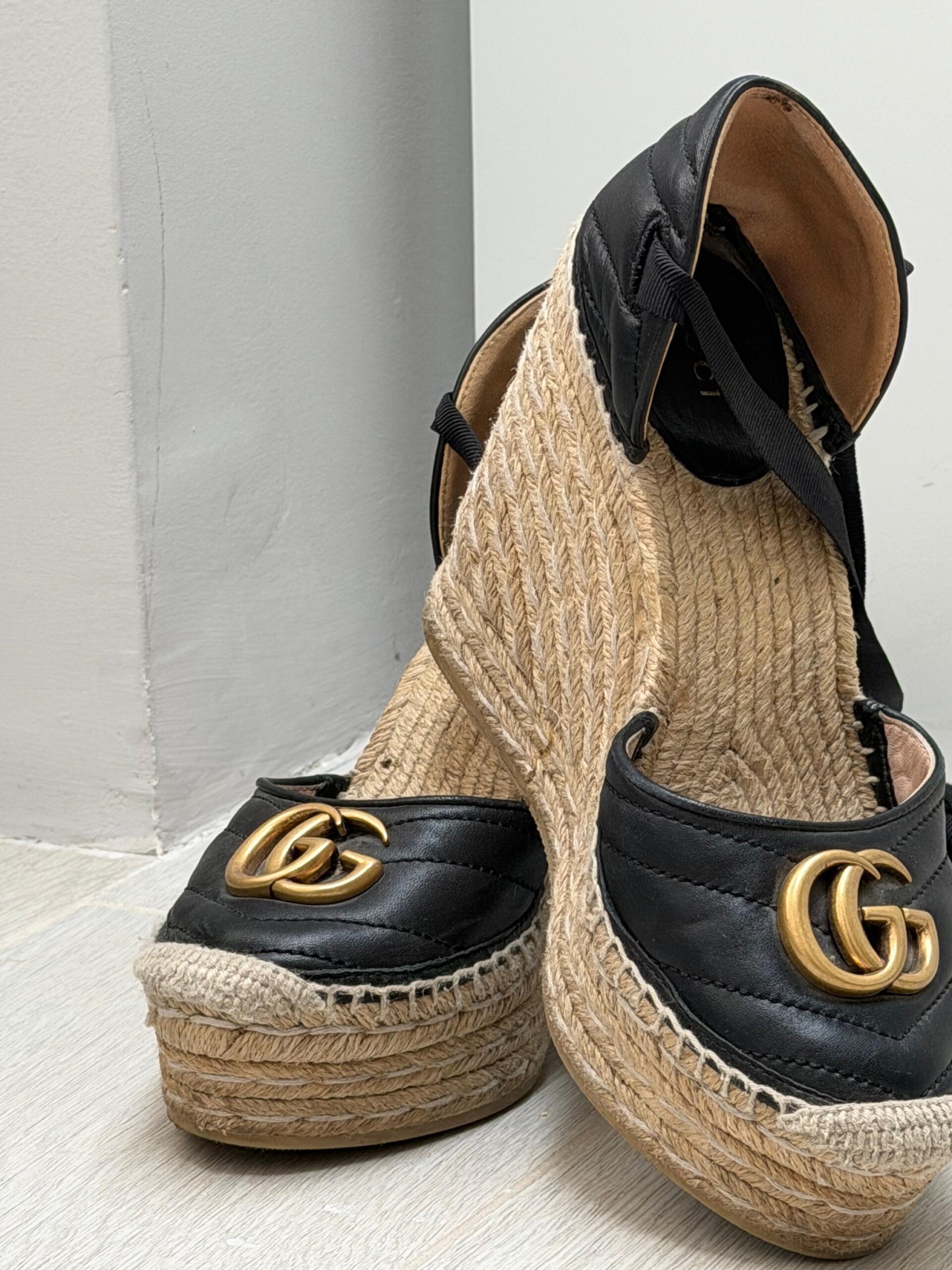 Gucci GG Marmont Espadrille Platform Wedges - Image 5